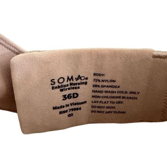 Soma Embliss Nursing Bra Wireless Nude Tan Size 36D - Picture 4 of 5